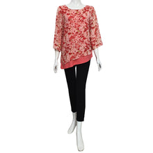 Load image into Gallery viewer, Joan Allen Floral Chiffon Asymmetric Blouse
