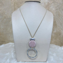 Load image into Gallery viewer, Coloured Stone &amp; Silver Open Circle Long Necklace

