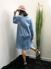 Load image into Gallery viewer, Joan Sports Roll-tab Sleeve Denim Dress
