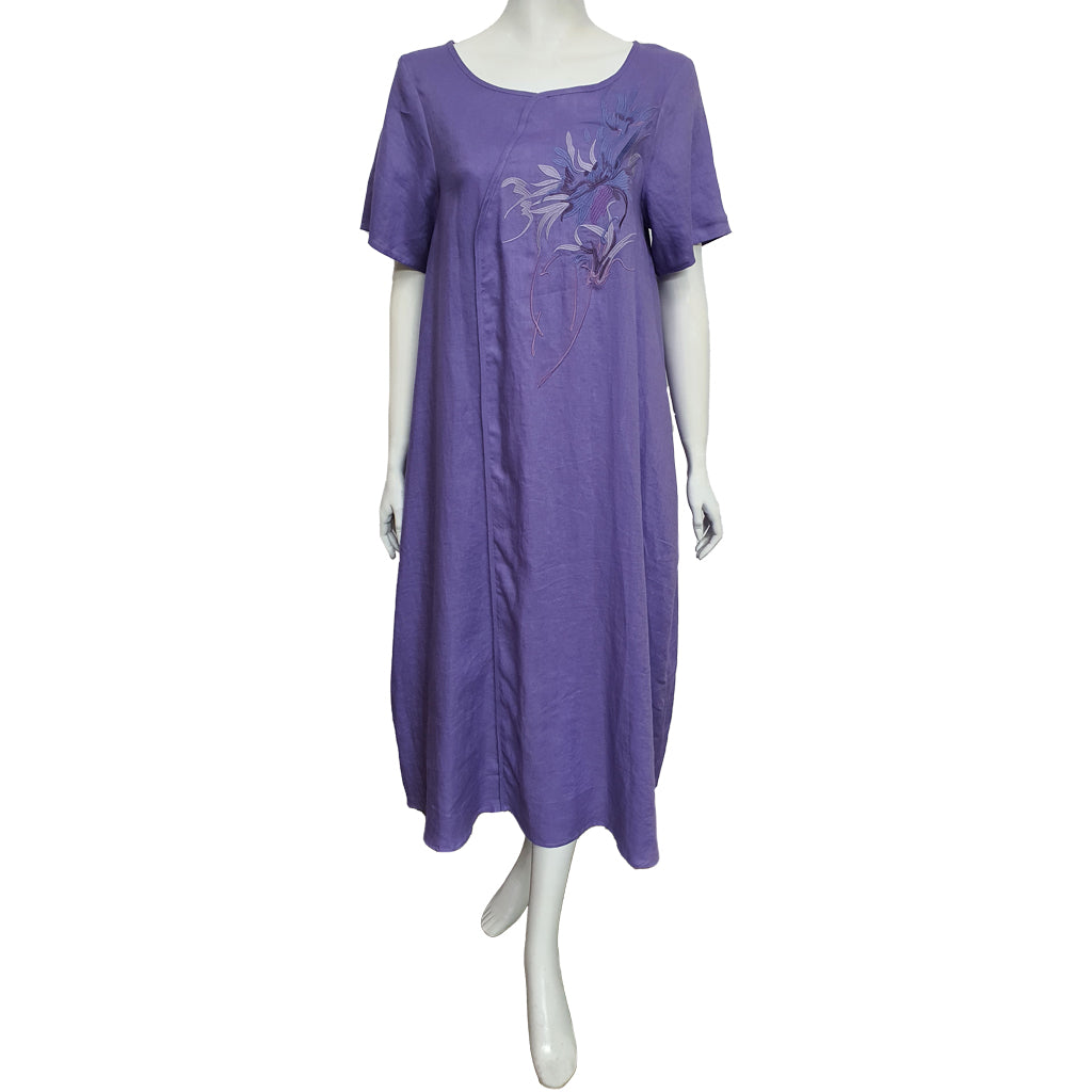 Anne Kelly Linen Statement Embroidery Dress