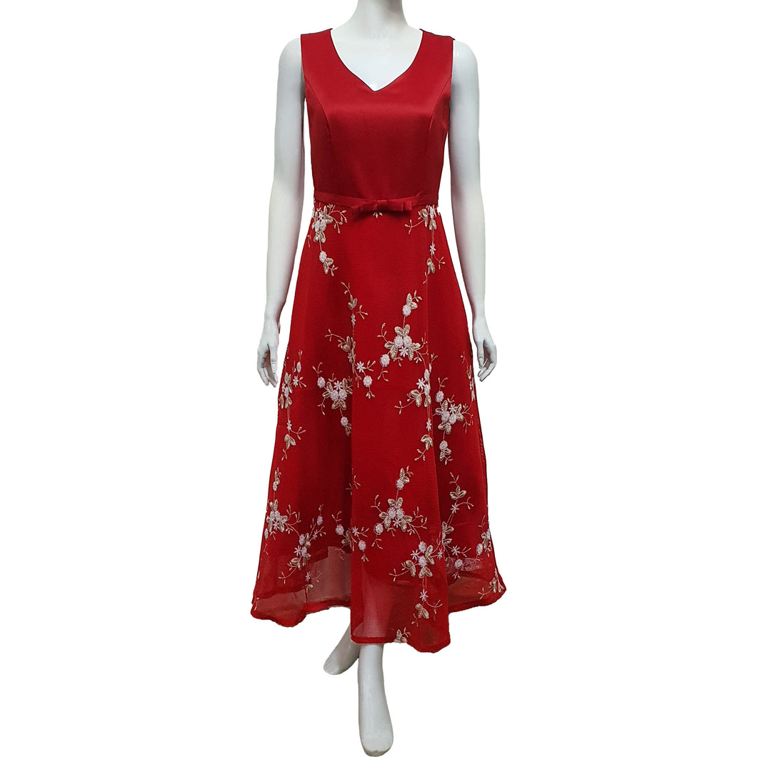 Arthur Yen Textured Fit & Flare Maxi Dress